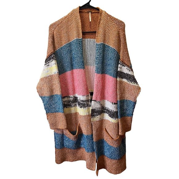 Free People Sweaters - Free People Think Twice Long Cardigan Multicolored with Pockets Size Women’s Sma
